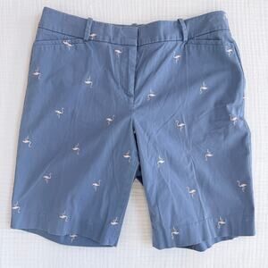 Talbots 8P White Flamingos‎ Stretch Cotton Chino Shorts SUPER CLEAN